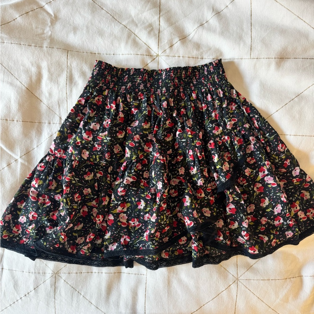 Zadig & Voltaire Black Floral Mini Ruffle Skirt